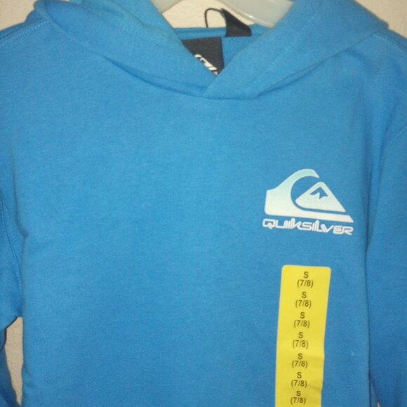 Quiksilver Youth Boys Size Small 7/8 Blue Pullover Hoodie Sweatshirt NWT - Picture 3 of 4